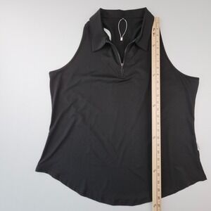 Soneven Womens 2XL Black Sleeveless Golf Polo Shirt Quarter Zip Racerback Top